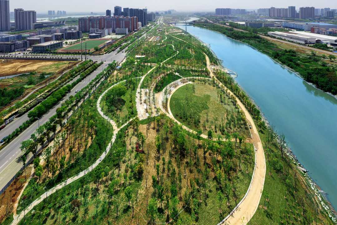 黃岡市三臺河綠化景觀主體工程順利完工，城市生態建設邁上新臺階